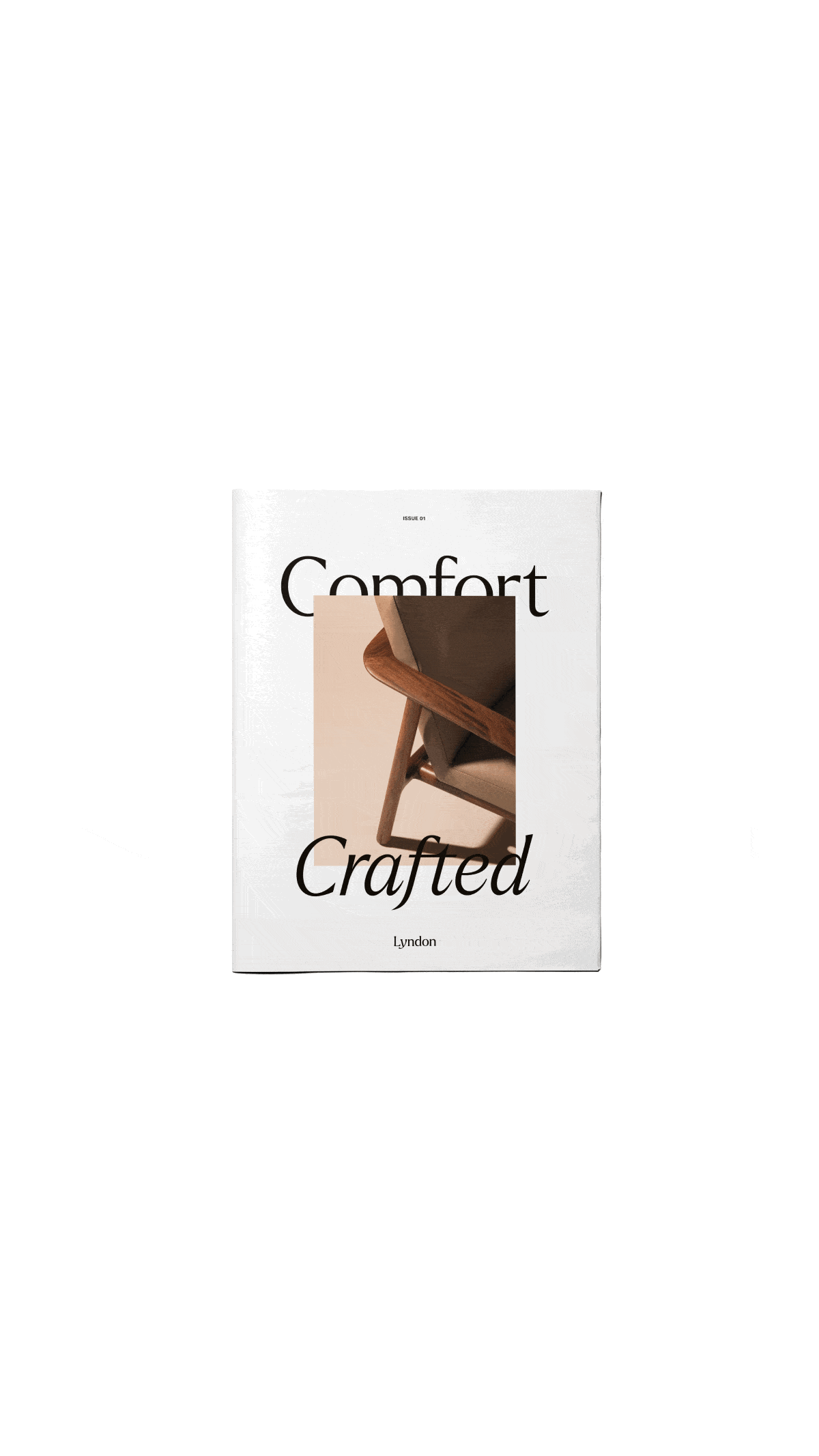An animated GIF with various spreads from the Lyndon 'Comfort, Crafted' brochure.